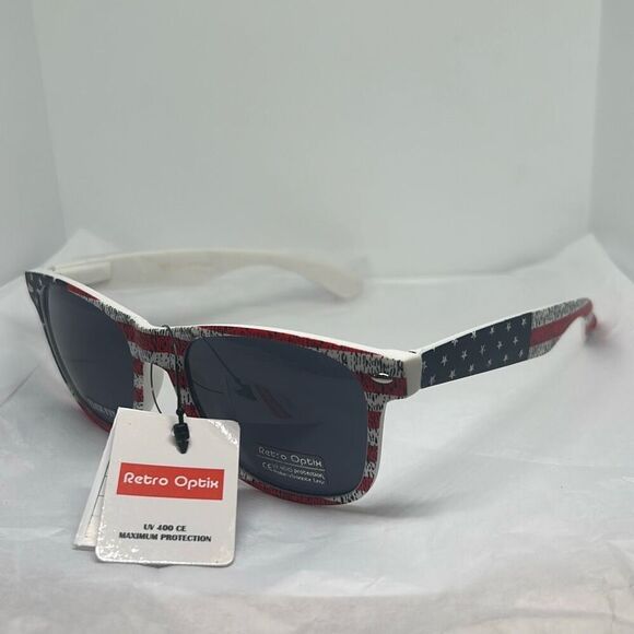 Retro Optix Patriotic Patriotic -Pattern Sunglasses – UV400 Protection - Picture 1 of 3